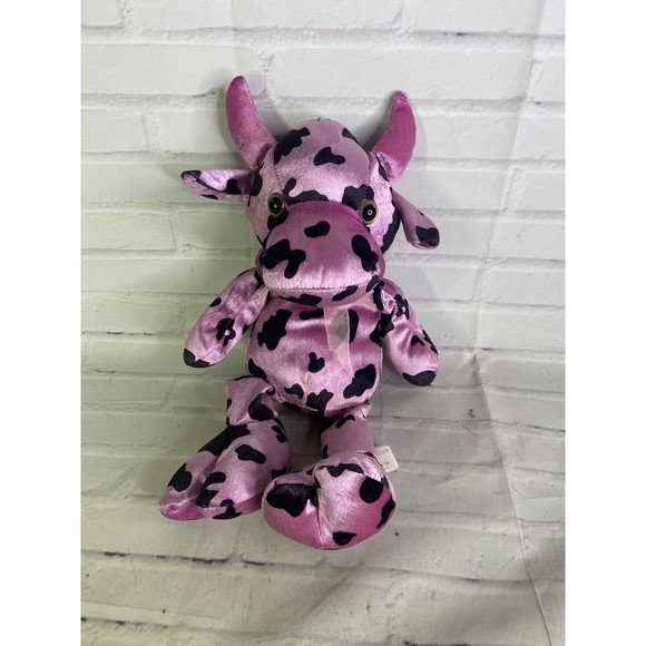 Kellytoy Animal Cow Plush Stuffed Toy Pink Purple Black...